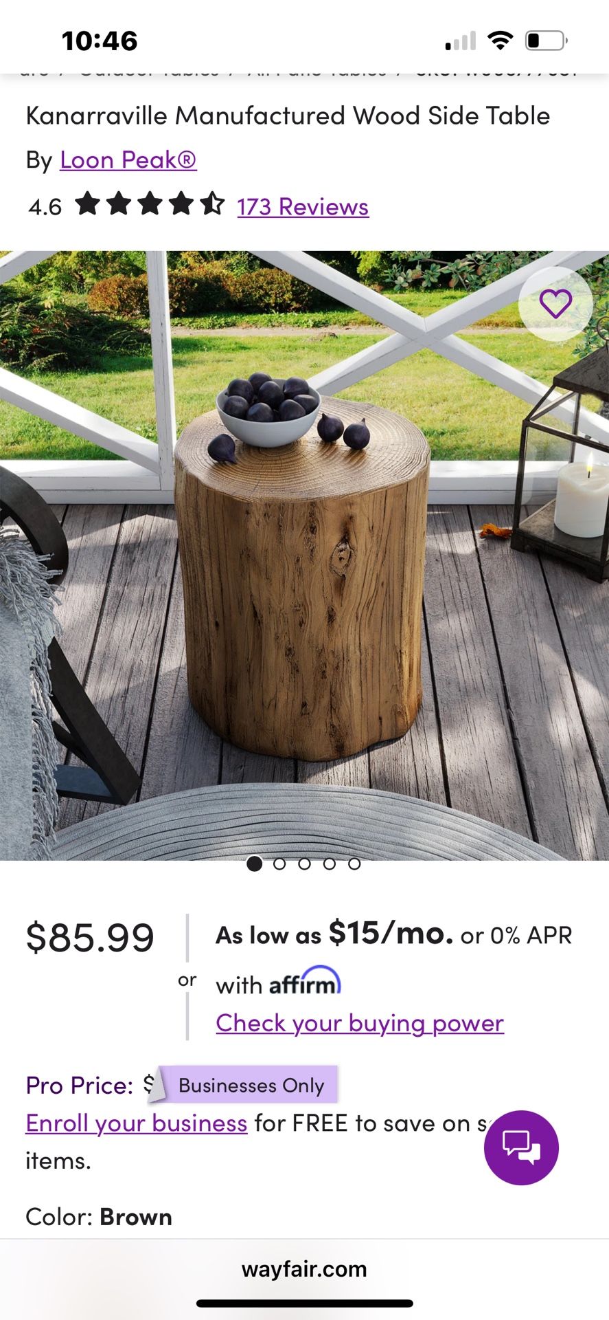Wood End Table