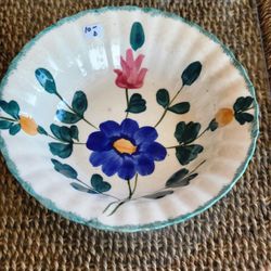 Blue Ridge Southern Pottery Green Sponge Edge Serving Bowl