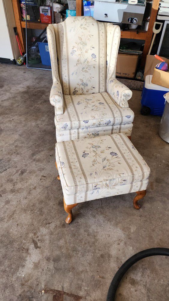 Wingback Chair And Ottoman (Delivery Available)