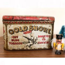 Antique Gold Shore Cut Plug Tobacco Tin