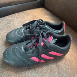 Adidas black and pink kids soccer cleats size 13k