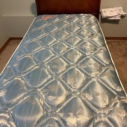 Solid Wood Twin Bed Frame, Mattress and Box Spring
