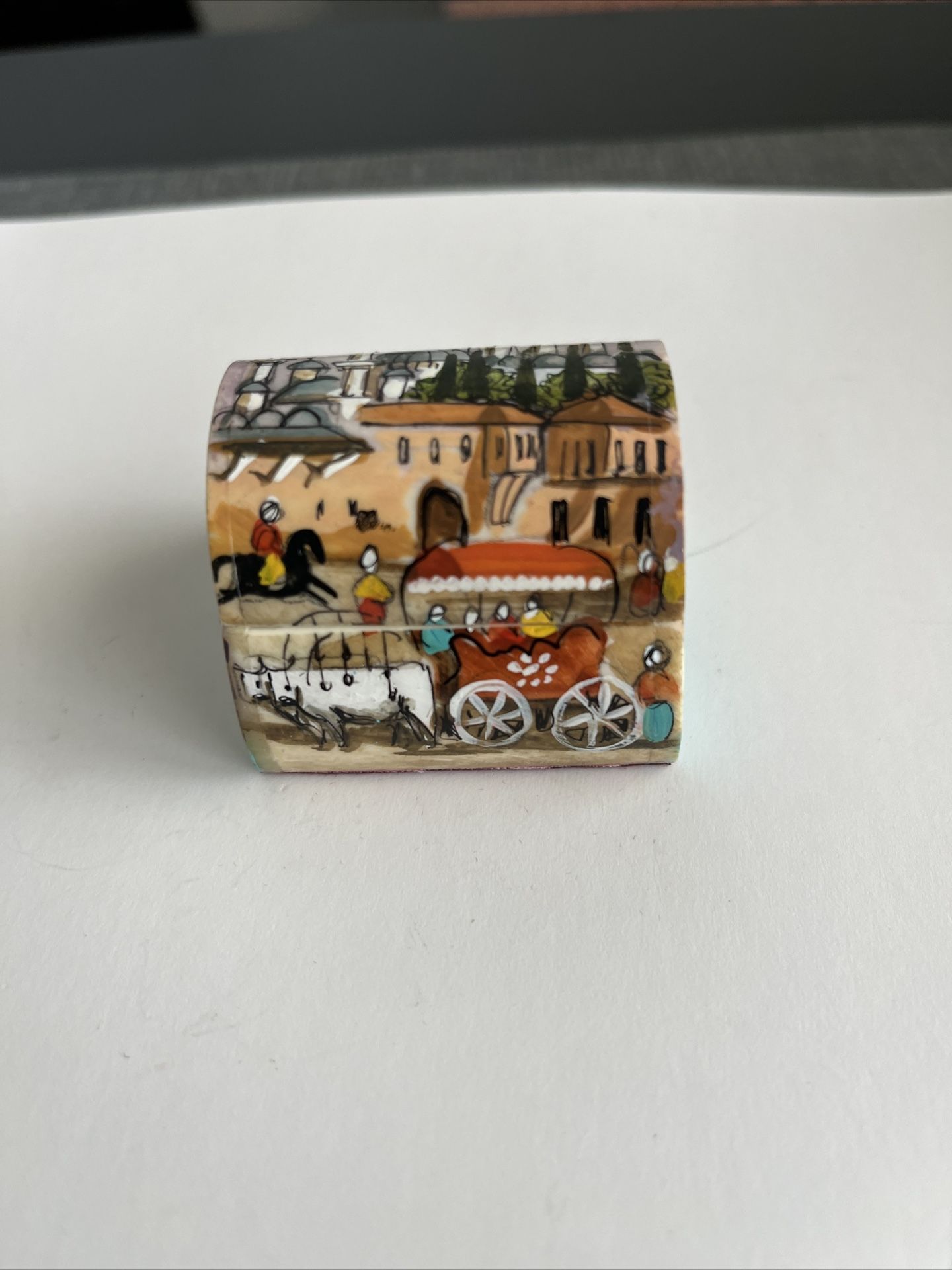 Vintage Hand Painted Persian Camel Bone Jewelry Box