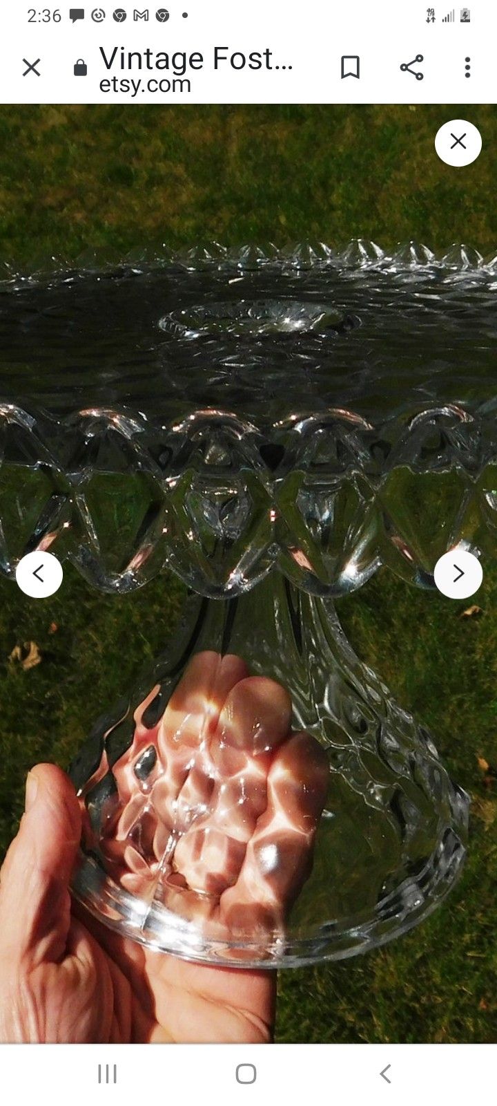 Vintage 1950 Fostoria Glass Crystal Round Cake Stand