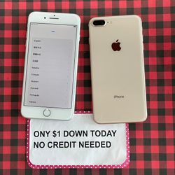 Apple iPhone 8 Plus Unlocked -PAYMENTS AVAILABLE-$1 Down Today 