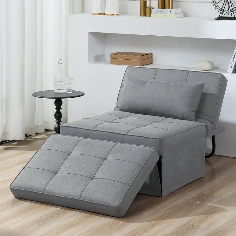 1976h BIGSYY 4-in-1 Multi-Function Folding Ottoman Velvet Couch Bed - Adjustable Backrest for All Ages, Ideal for Living Room, Apartment & Office, Sq