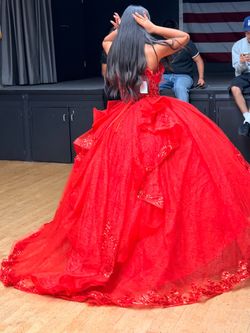 Red Sequin Ball Gown Quinceañera Dress