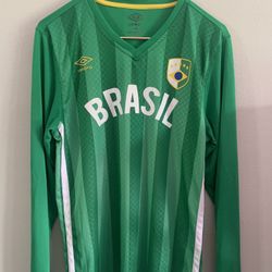 Vintage Umbro Brasil Long Sleeve Soccer Jersey Green