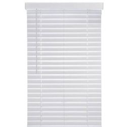 Home Decorators Collection White Cordless Room-Darkening Faux Wood Blind with 2-in. Slats — 72.5-in. W × 48-in. L