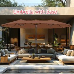 15 ft. Market Patio Umbrella 2-Side with Base and Sandbags