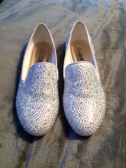 Alba Sally-Flat White Sequins Woman's Shoes Size 10