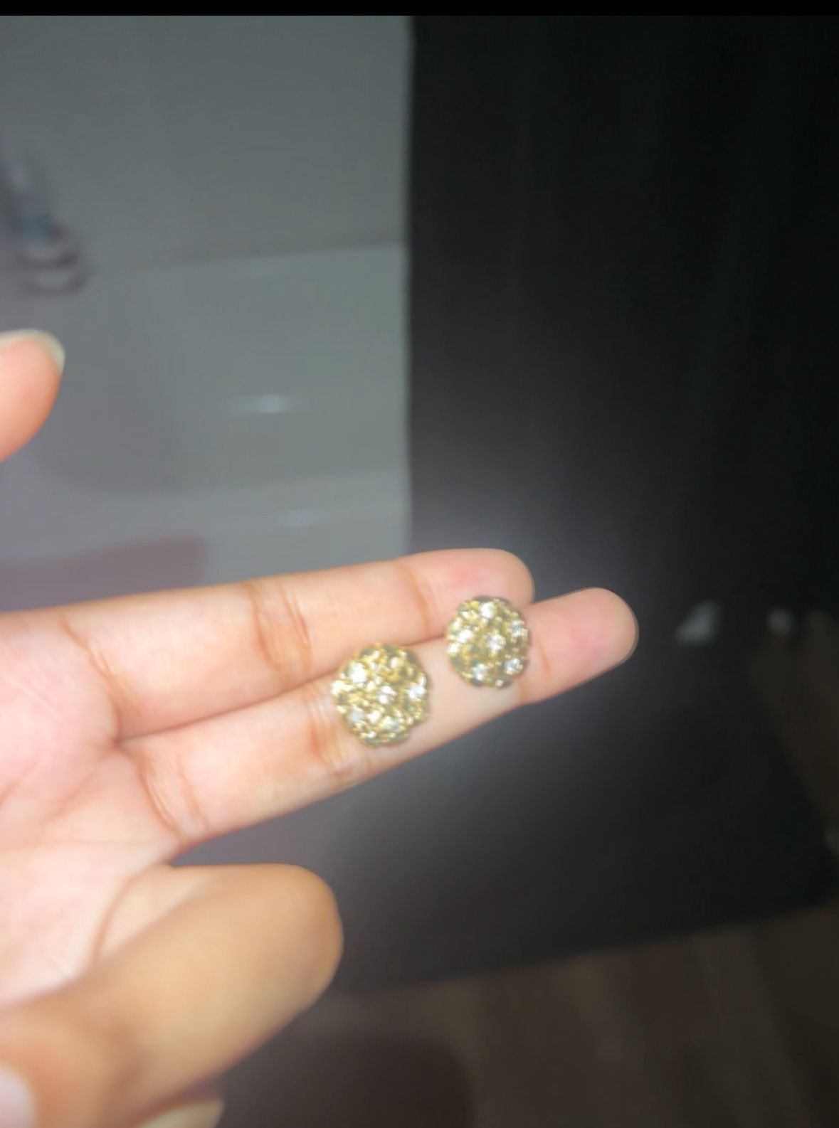 14k Dimond Stud Gold Nugget Earrings