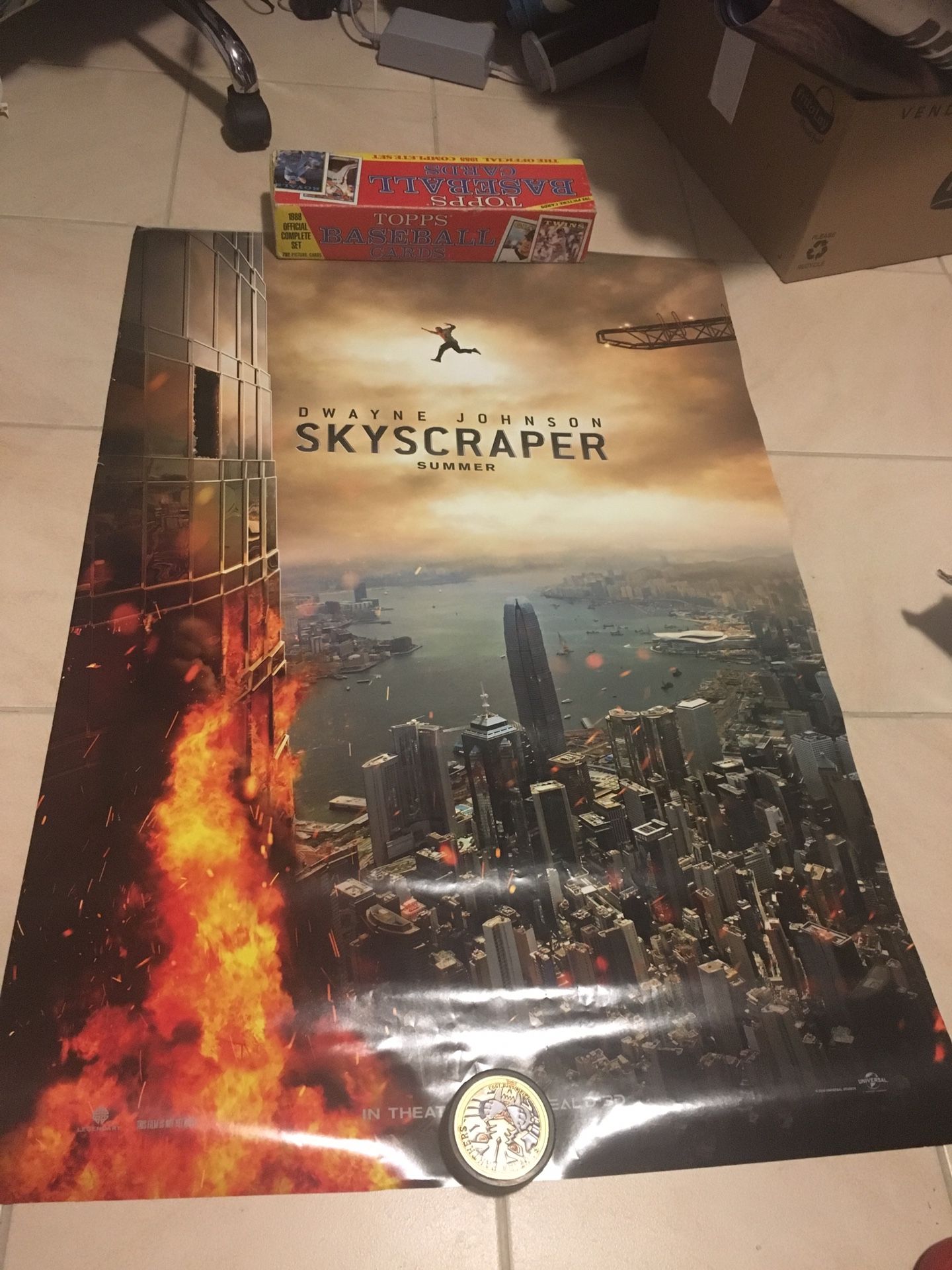Skyscraper Movie Poster Original 27x40 The Rock Dwayne Johnson WWE WWF
