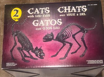 Halloween Skeleton Cats with LED Eyes 2-Pack