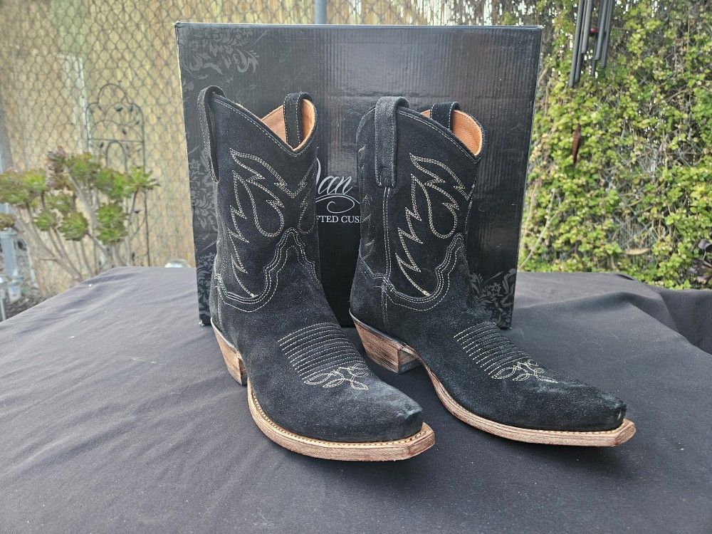 Dan Post DP4060 Womens Snip Toe Western Black Suede Ankle Boots Size 7 