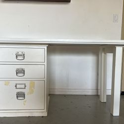 Pottery Barn Bedford White Three-Drawer Desk