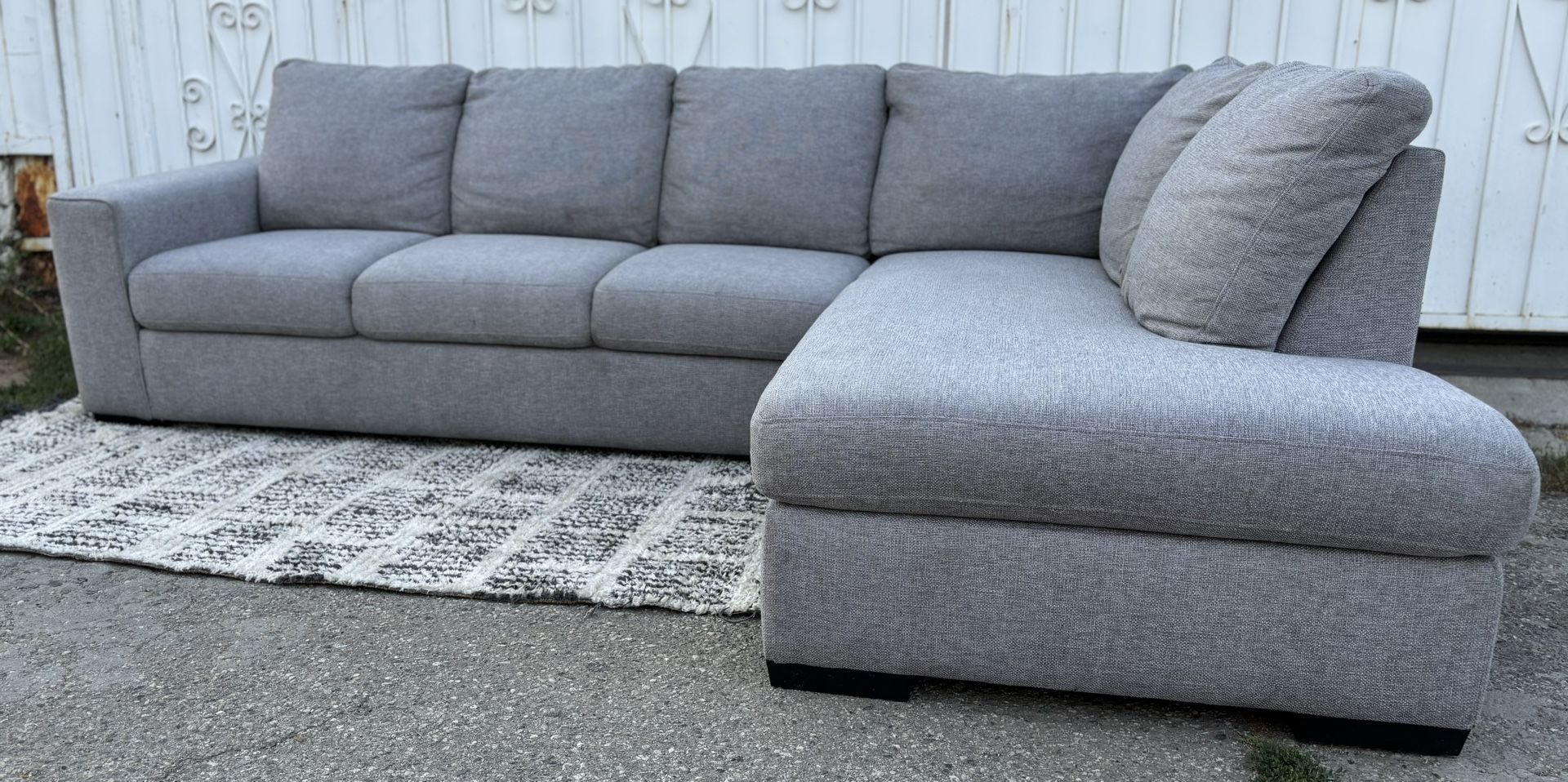 Grey Living Spaces Lucy Collection Sectional Couch Sofa L Shape