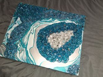 Custom canvas crystal,mirrored and acrylic painted wall art 16x20