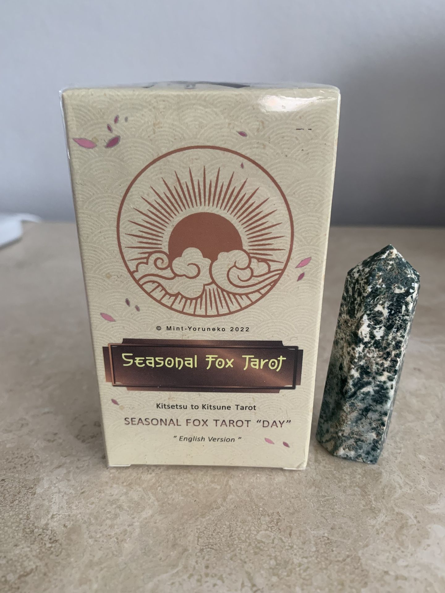 Seasonal Fox Tarot Deck with Moss Agate Tower