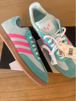 Size 10 - adidas X Lionel Messi Samba Sneakers "Halo Mint Lucid Pink' KI8505 (Brand New)