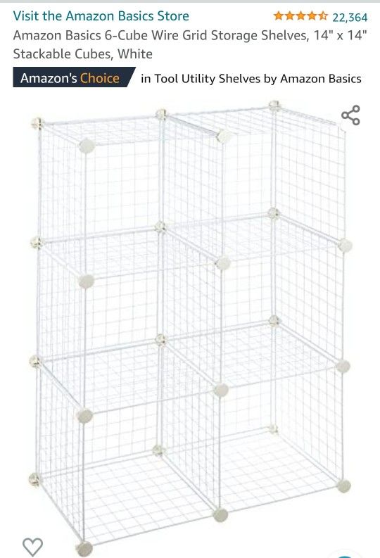 Amazon Basic 6-cube Wire Grid Storage Shelves 