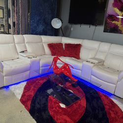 White Power Reclining Sectional With Led Lights Only $1599 Also Comes In Black And White 