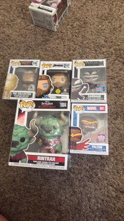 Funk pops Rintrah, Falcon, carnage, Thor, The collector
