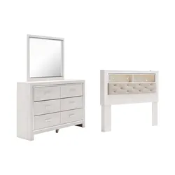 Altyra Queen Bookcase Headboard Bed with Mirrored Dresser Super Sale Spectacle