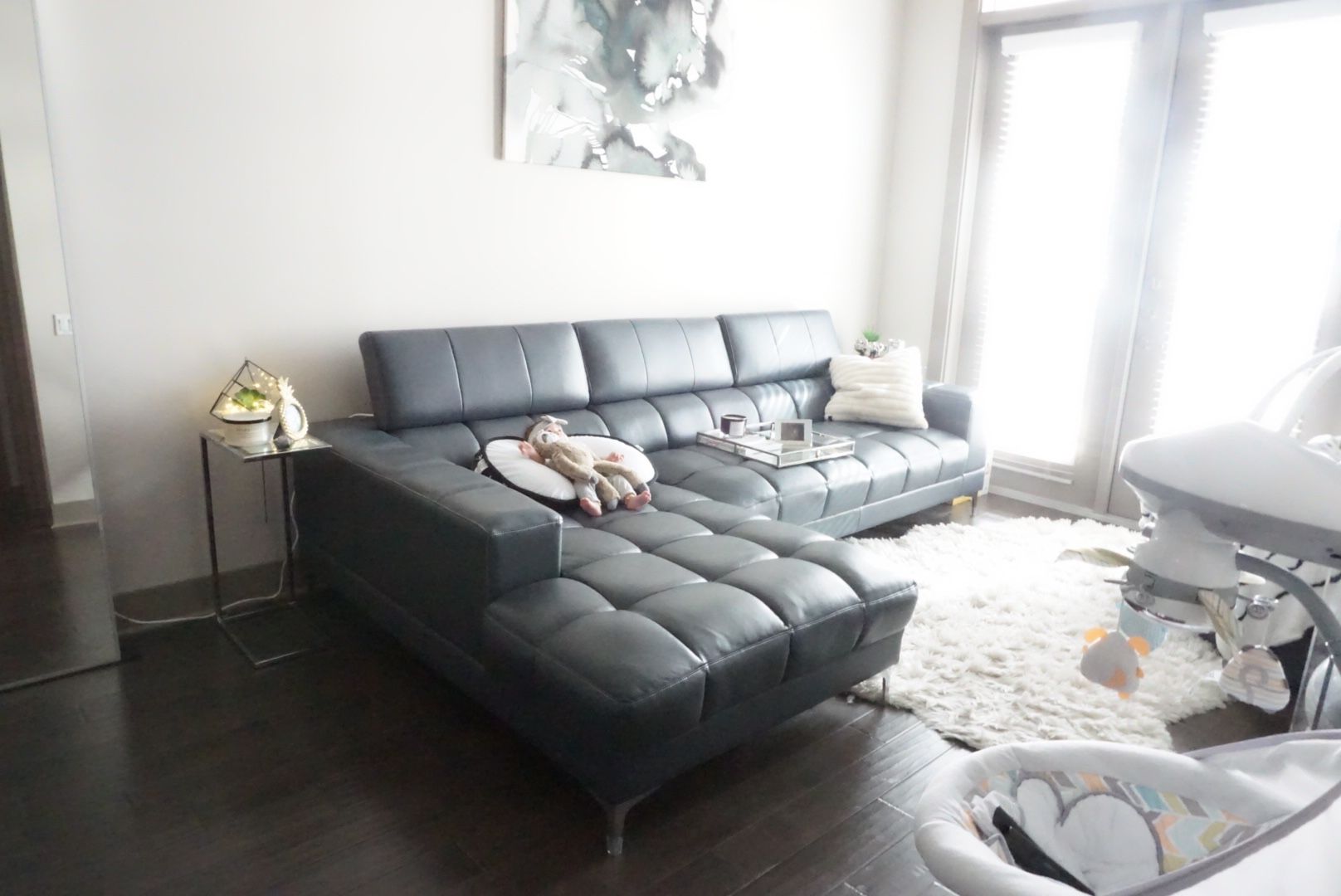 Faux leather sectional