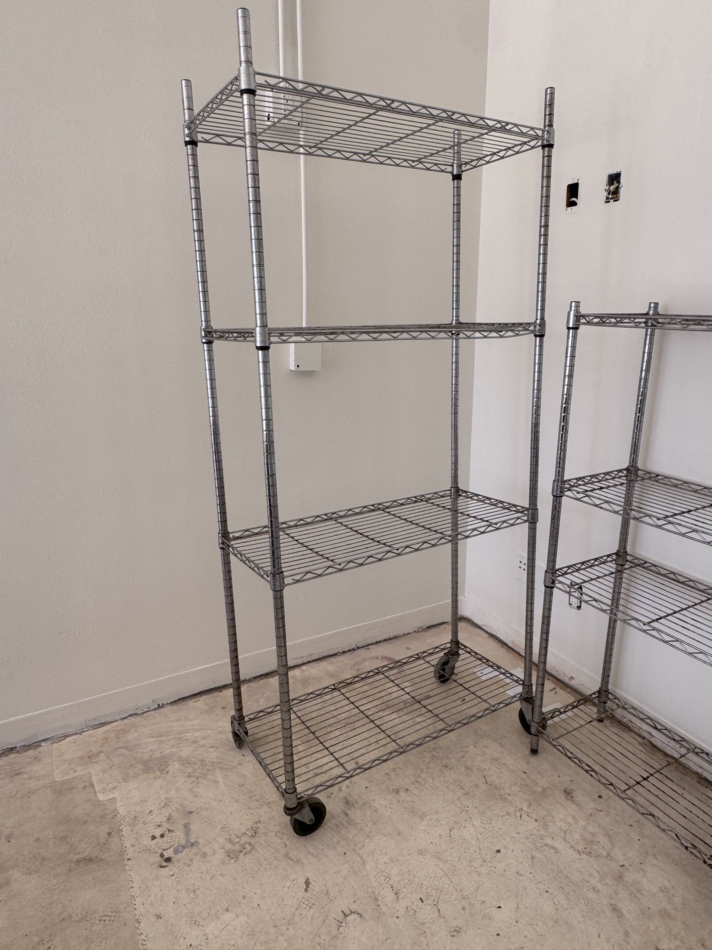TALL CHROME SILVER STORAGE GARAGE  SHELVING UNIT RACK WITH  4-SHELF  WITH ROLLING WHEELS