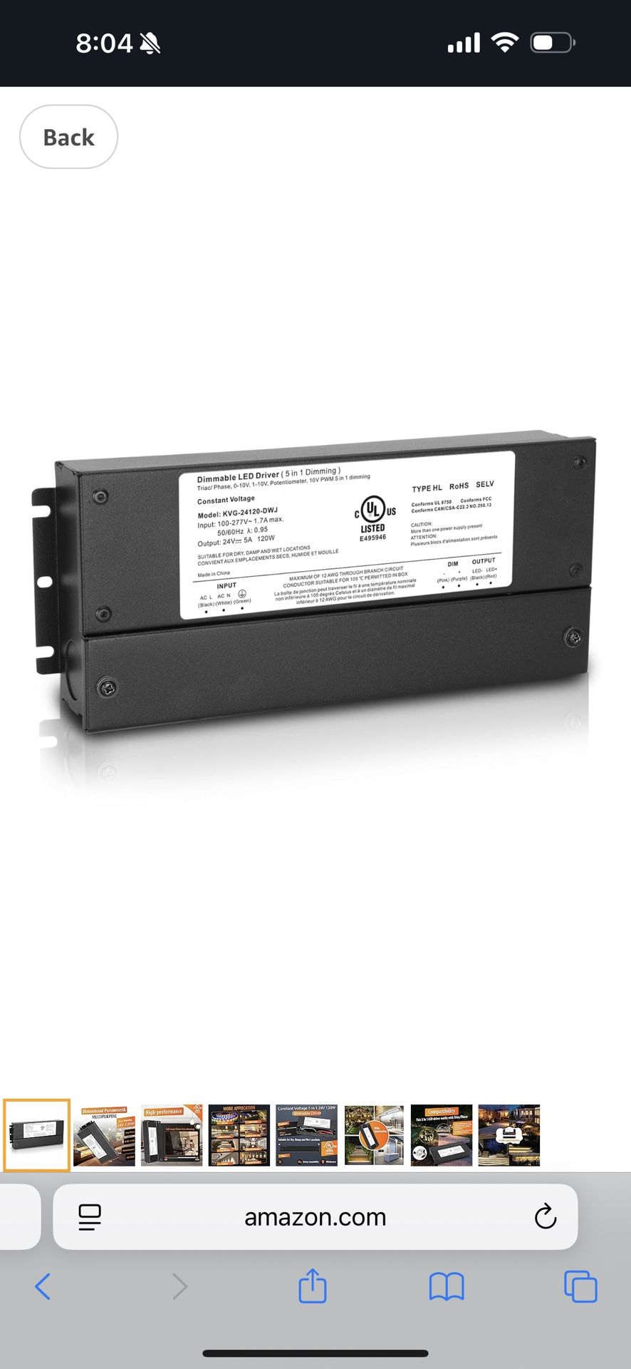 Brand: Vanesa 120W Dimmable LED Driver 24V, AC to DC Triac Dimmbale Transformer Power Supply, Dimming LED Driver, Replacem