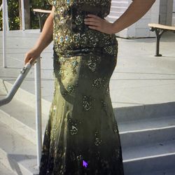 Green Gold Formal Evening Prom Gown “Mermaid Inspired” Size 18
