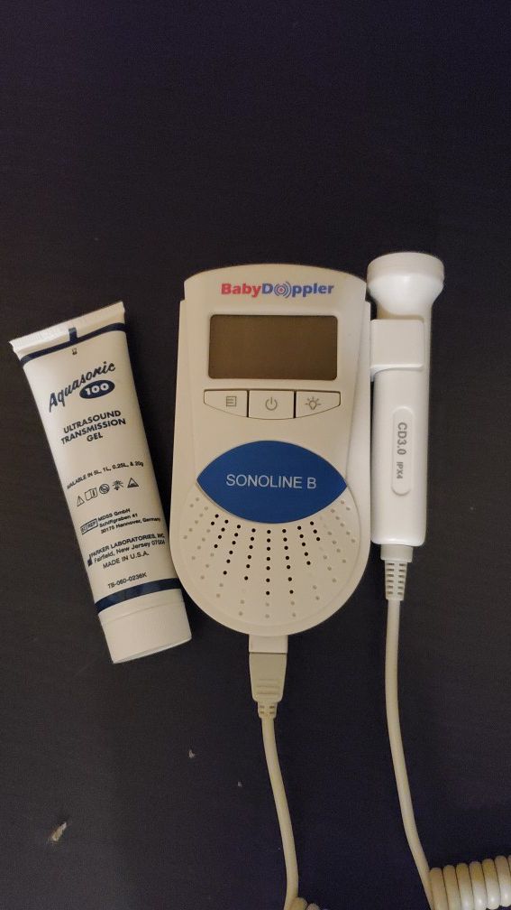 Sonoline B Fetal Doppler in Blue with 3MHz Probe and Ultrasound Gel