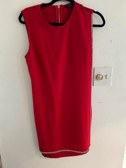 Ted Baker of London Buford Double Layer Red Dress with Striking Silver Rhinestone Trim Size 2