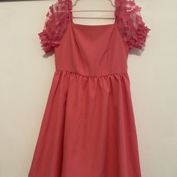Pink Dress With Puff Sleeves 
