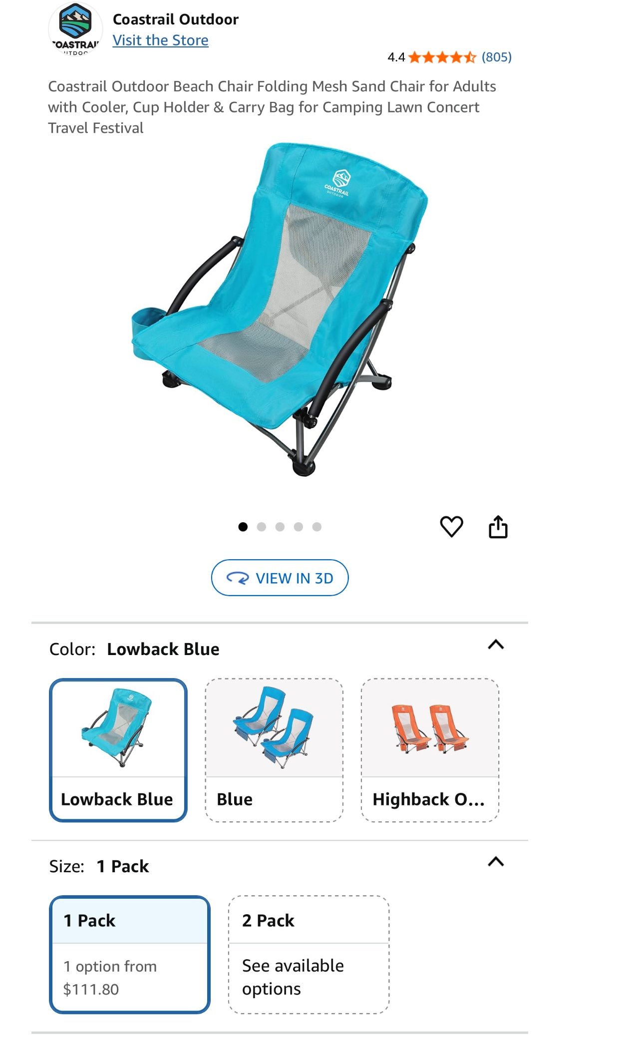 Coastrail Low Beach chair in light blue