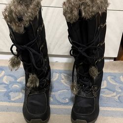 Sporto Woman’s Black Waterproof Winter Boots With Fur