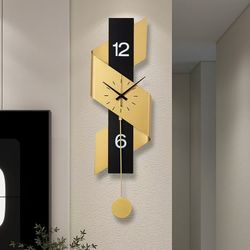❤️‍🔥 34.3" Geometric Digital Wall Clock Modern Gold & Black Oversized Wall Decor$50