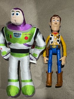 Toy Story Disney 10” Buzz Burger King plush & 9”Woody set of 2