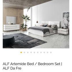 King White Modern Bedroom, Alf DaFre Artemide Collection, Made in Italy