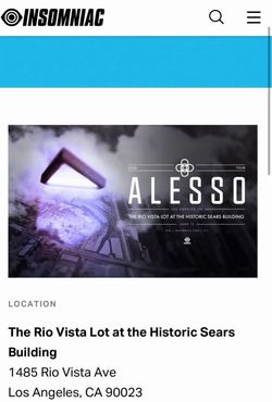 Alesso 2 tickets GA
