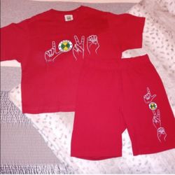 Cross Colours Womens Crop Top Biker Shorts Set