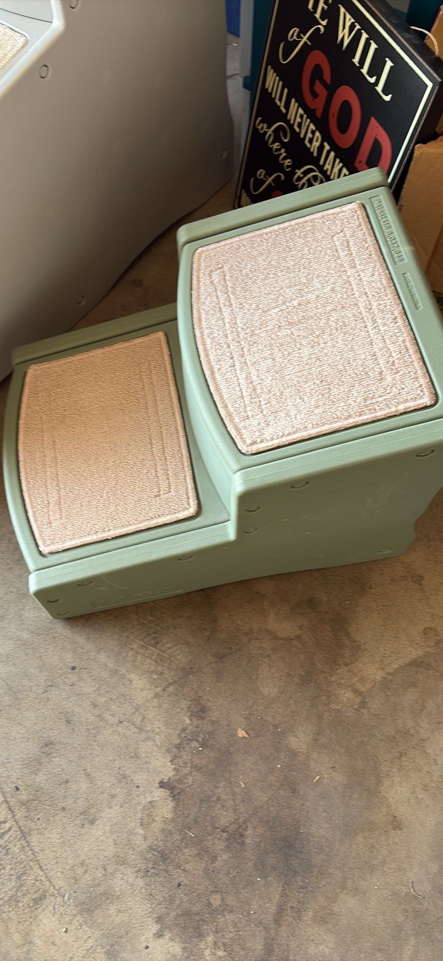 Green And Tan Pet Stairs