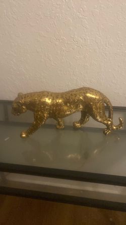 Gold Leopard Figurine Statue