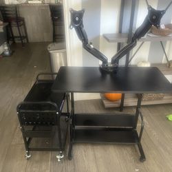 Remote desk Setup Dual Screen Holder/ Printer Holder