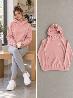 Nike Womens Sportswear Essential Funnel Neck Fleece Pullover Hoodie Pink M Medium