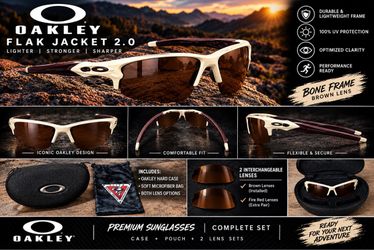 Oakley Flak Jacket 2.0 Desert Tan - Excellent Condition