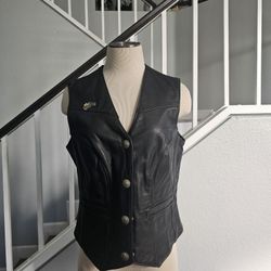 Chrome Gear Genuine Leather Vest with Buffalo Nickel Snaps Women's Sz M