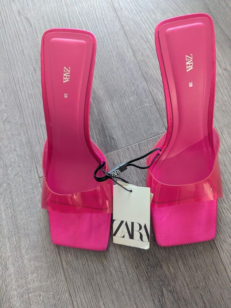 Brand New Zara Pink Open Toes High Heels Size 7 1/2
