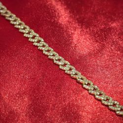 10k Yellow Gold Diamond Cuban Bracelet 0.95 ctw 